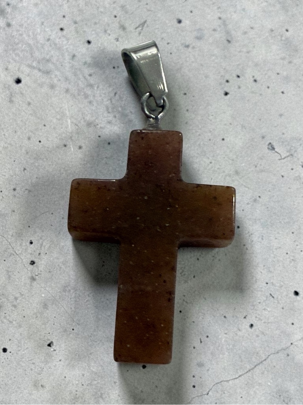 Brown Stone Cross Pendant Necklace